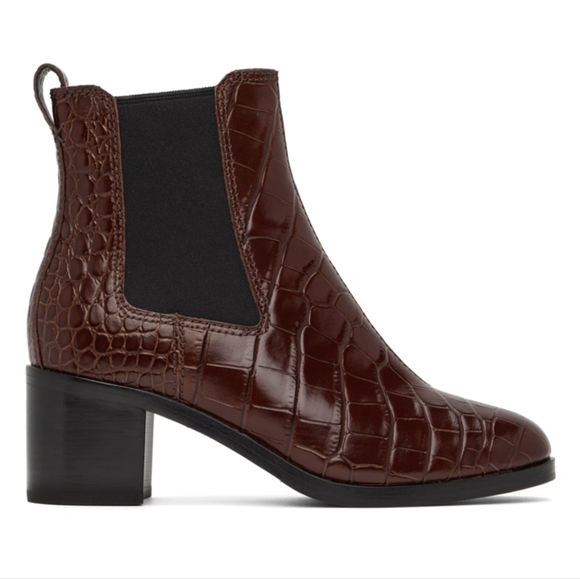 NEW rag & bone Hazel ankle boot, Crocodile brown leather sz 39.5, 9 - Picture 3 of 11